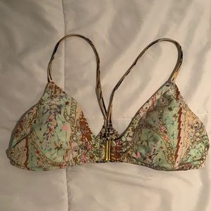 Victoria’s Secret patterned bikini top w/ clasp front Size Large